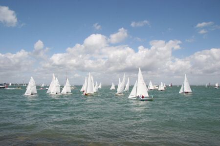 Long distance shot of Swallows on the Solent